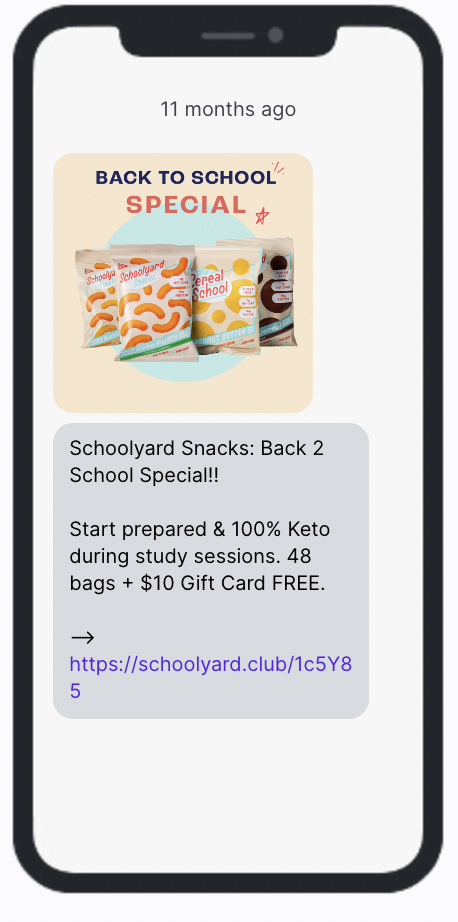 Schoolyard Snacks SMS Campaign