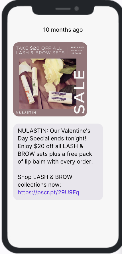 Valentine's Day SMS Campaign Example - Nulastin