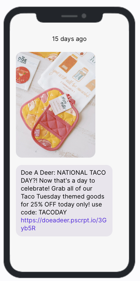 Taco Day DoeADeer SMS Example