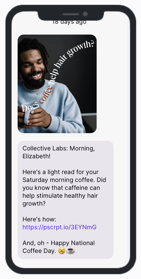 Collective Labs Coffee Day SMS Example