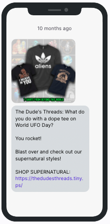 Dude's Threads UFO Text Example