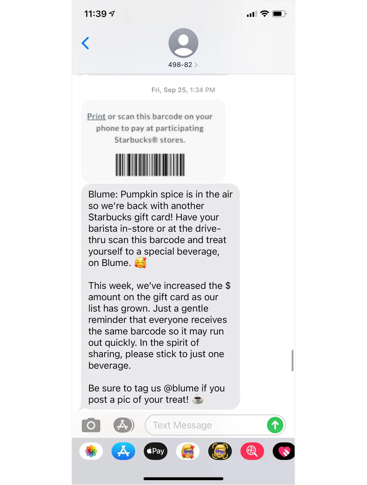 Free Starbucks gift cards (!!!) from Blume