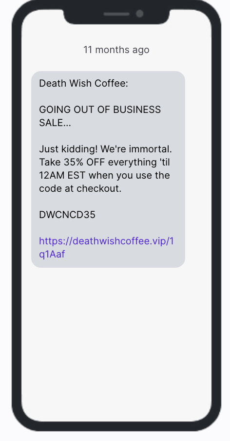 Death Wish Coffee SMS - International Coffee Day