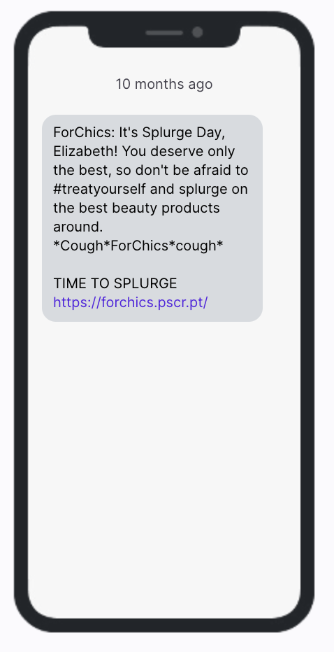 ForChics Splurge SMS Campaign