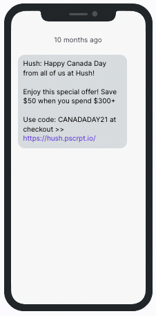 Hush Canada Day Example Text