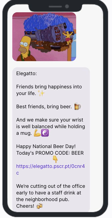 Elegatto National Beer Day SMS Campaign