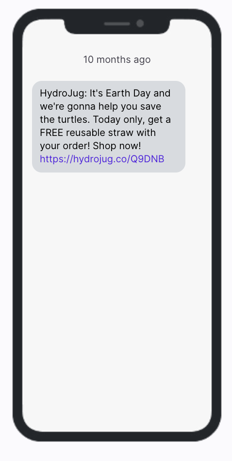 HydroJug Earth Day SMS