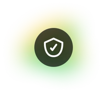 Shield Tick Circle Icon with Yellow-Green Glow