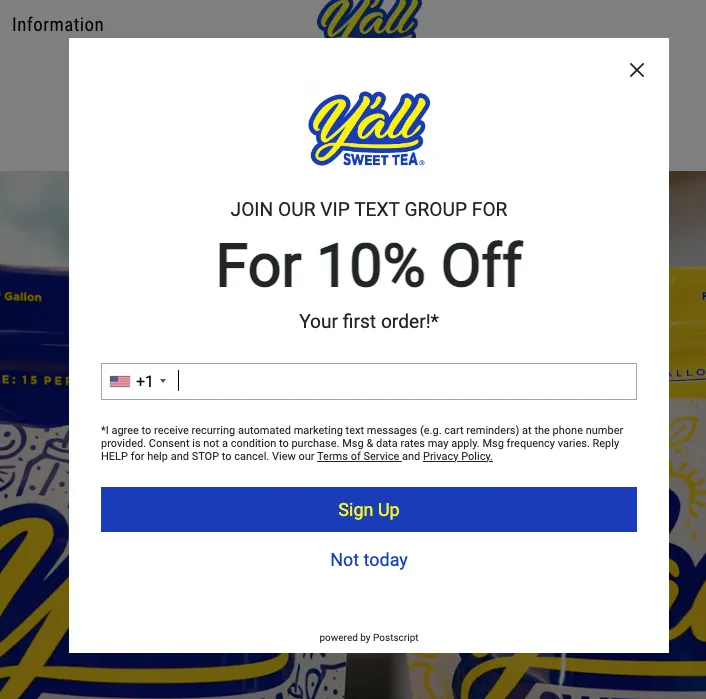 Yall Sweet Tea Desktop Popup