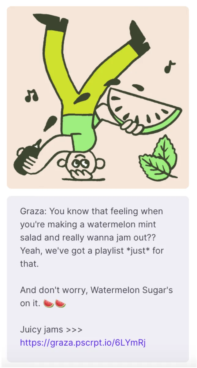 Graza Music Day SMS Example 2