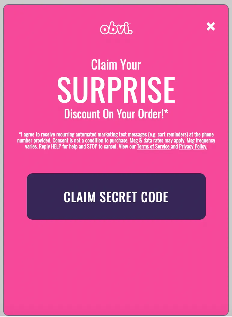 Obvi Regular Mobile Popup