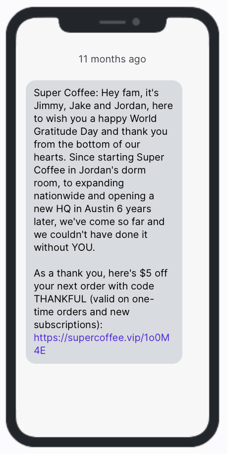 National Gratitude Day - SMS Campaign - Super Coffee
