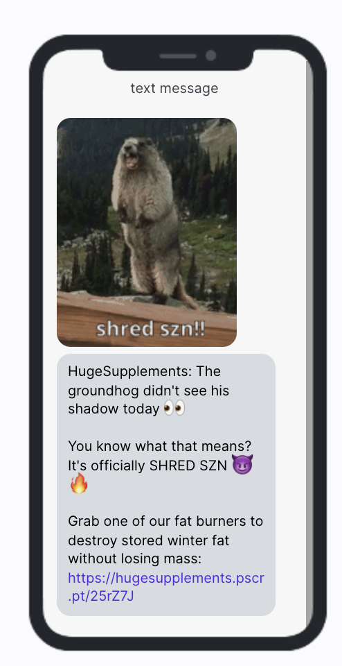 Groundhog Day SMS Campaign - Huge Supplements