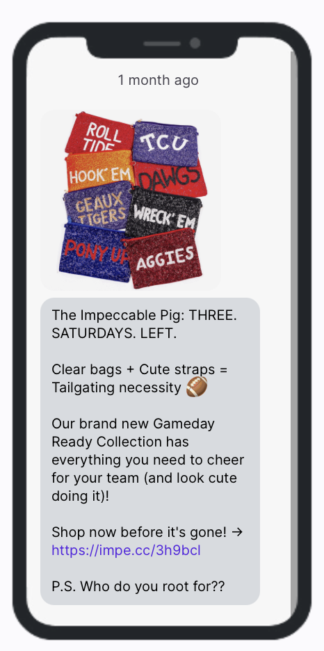 College Colors Day - SMS Campaign - Impeccable Pig