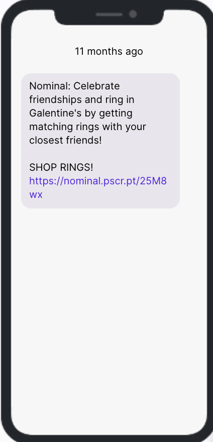 Galentine's Day SMS Campaign Example - Nominal