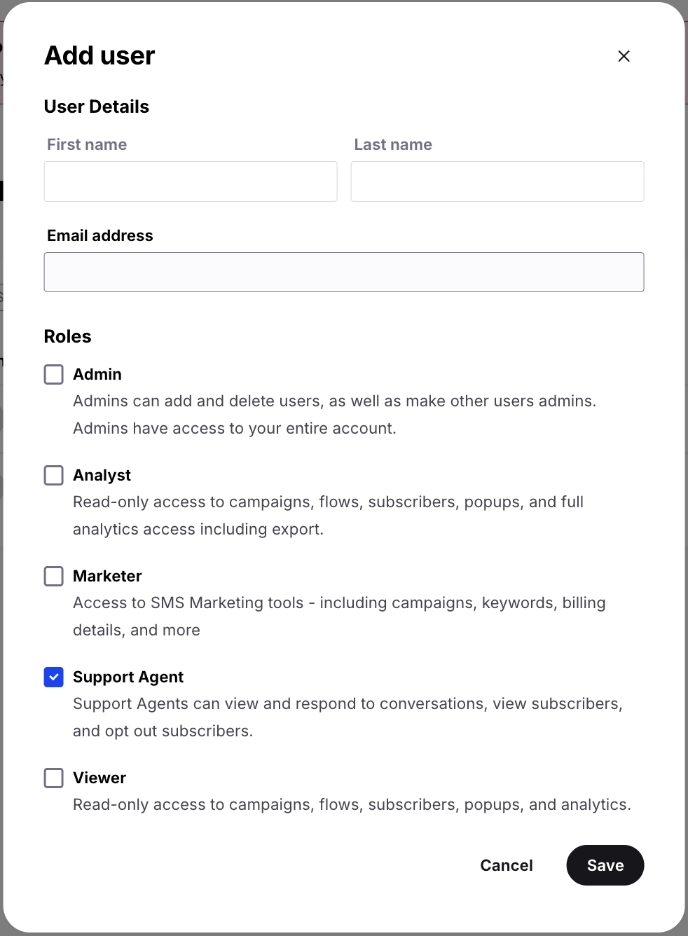 User Permissions UI in Postscript App