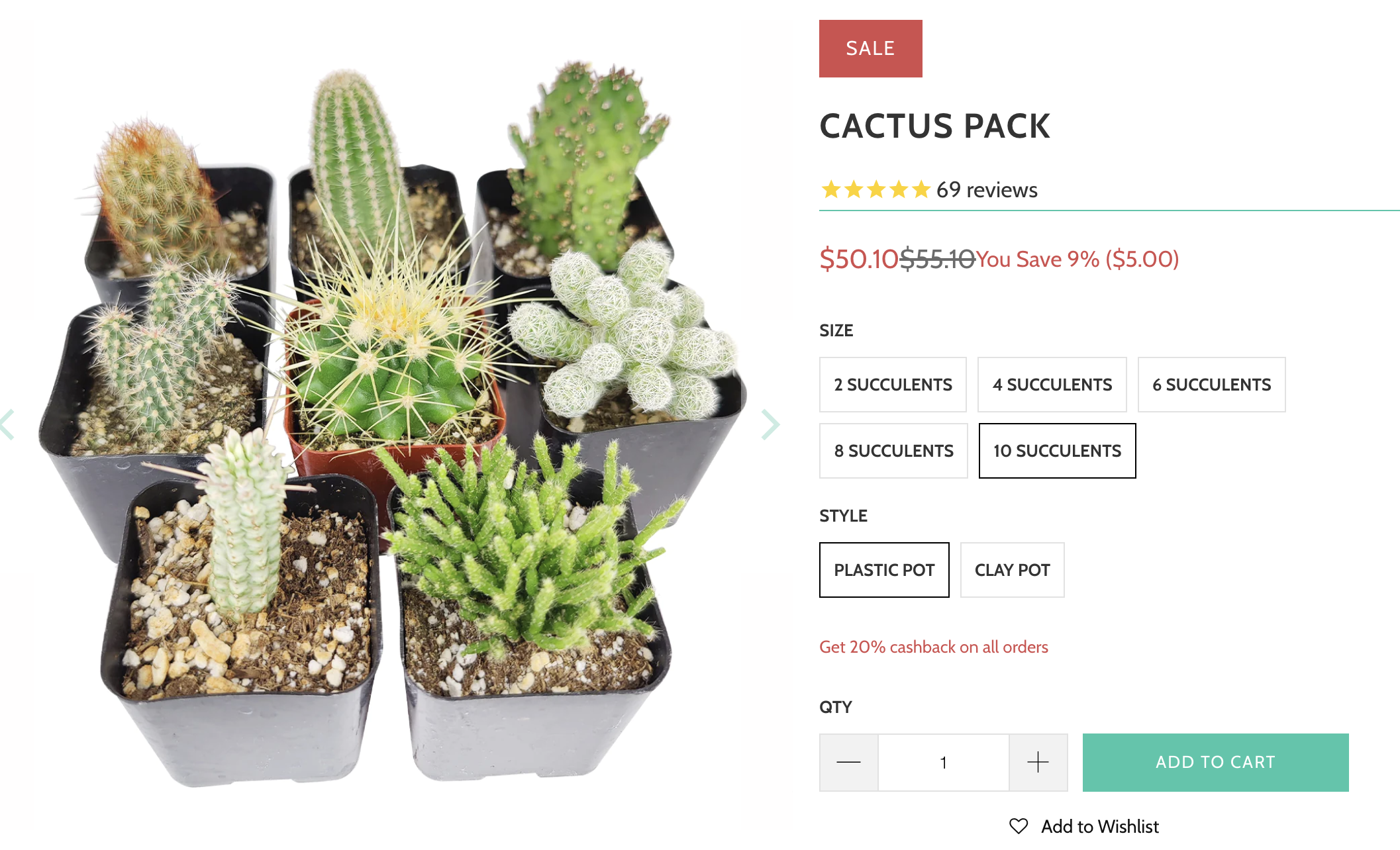 CashBack - Product Page - Succulents Box