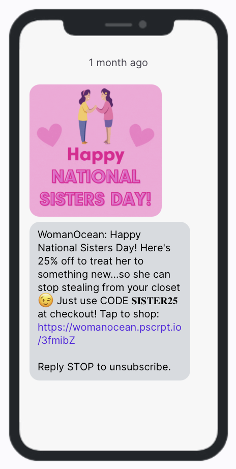 Woman Ocean National Sister Day Text