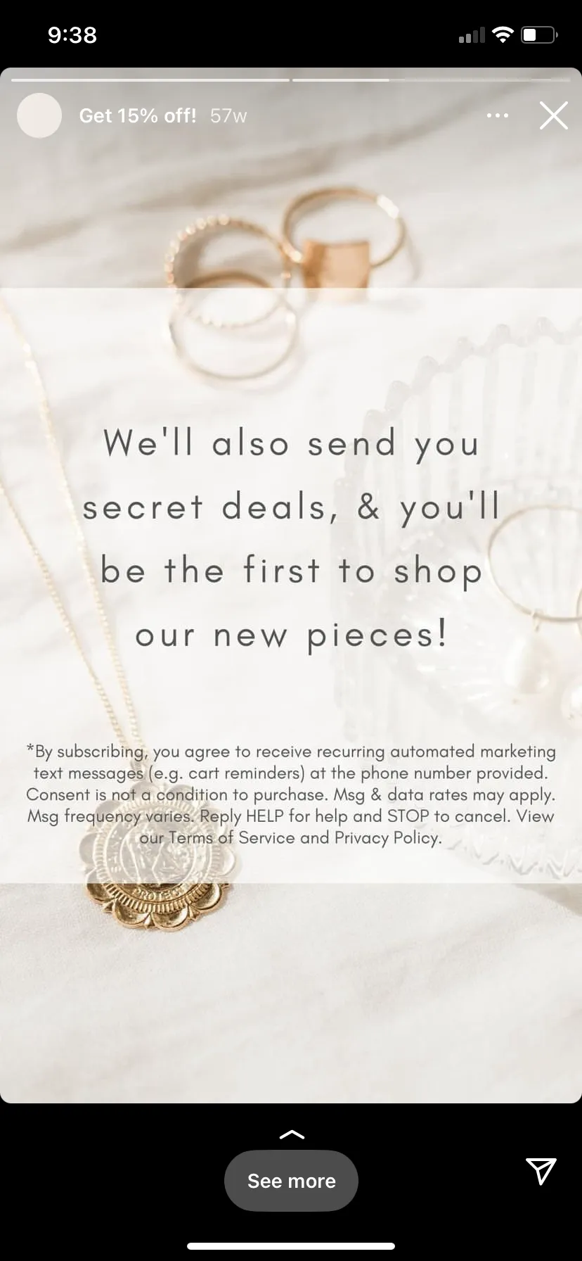 Simple & Dainty Jewelry - SMS Opt-In - IG Story