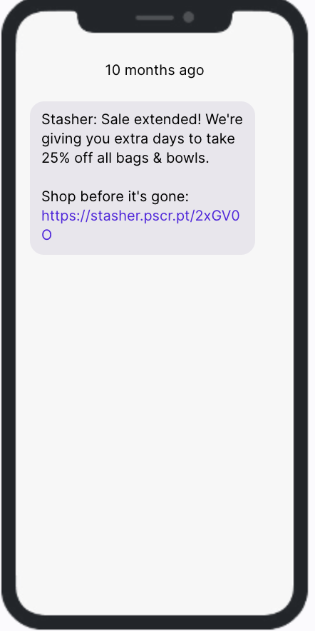 SMS Campaign Example - Earth Day - Stasher