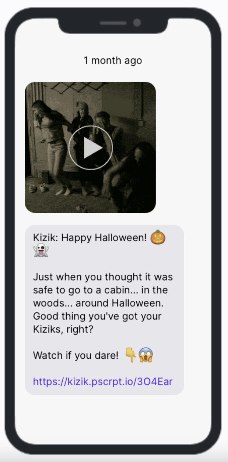 Kizik Halloween SMS Example