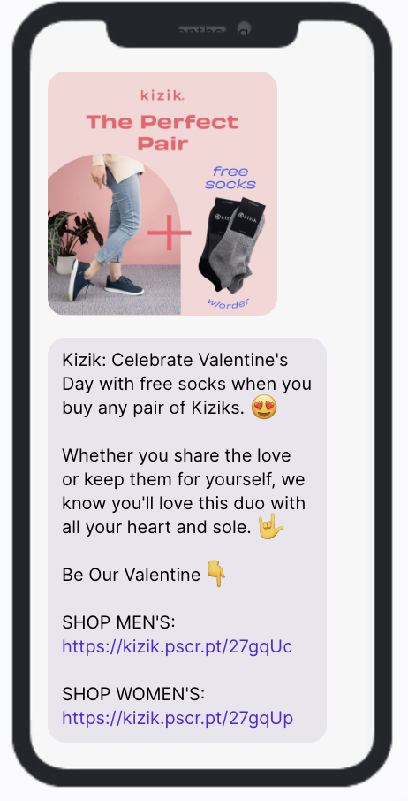 Valentine's Day SMS Campaign Example - Kizik