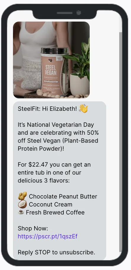 SteelFit Vegetarian SMS Campaign