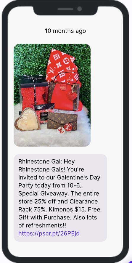 Galentine's Day SMS Campaign Example - Rhinestone Cowgirl