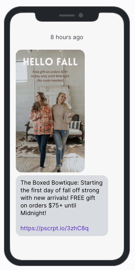 First Day of Fall - SMS Campaign - Boxed Bowtique