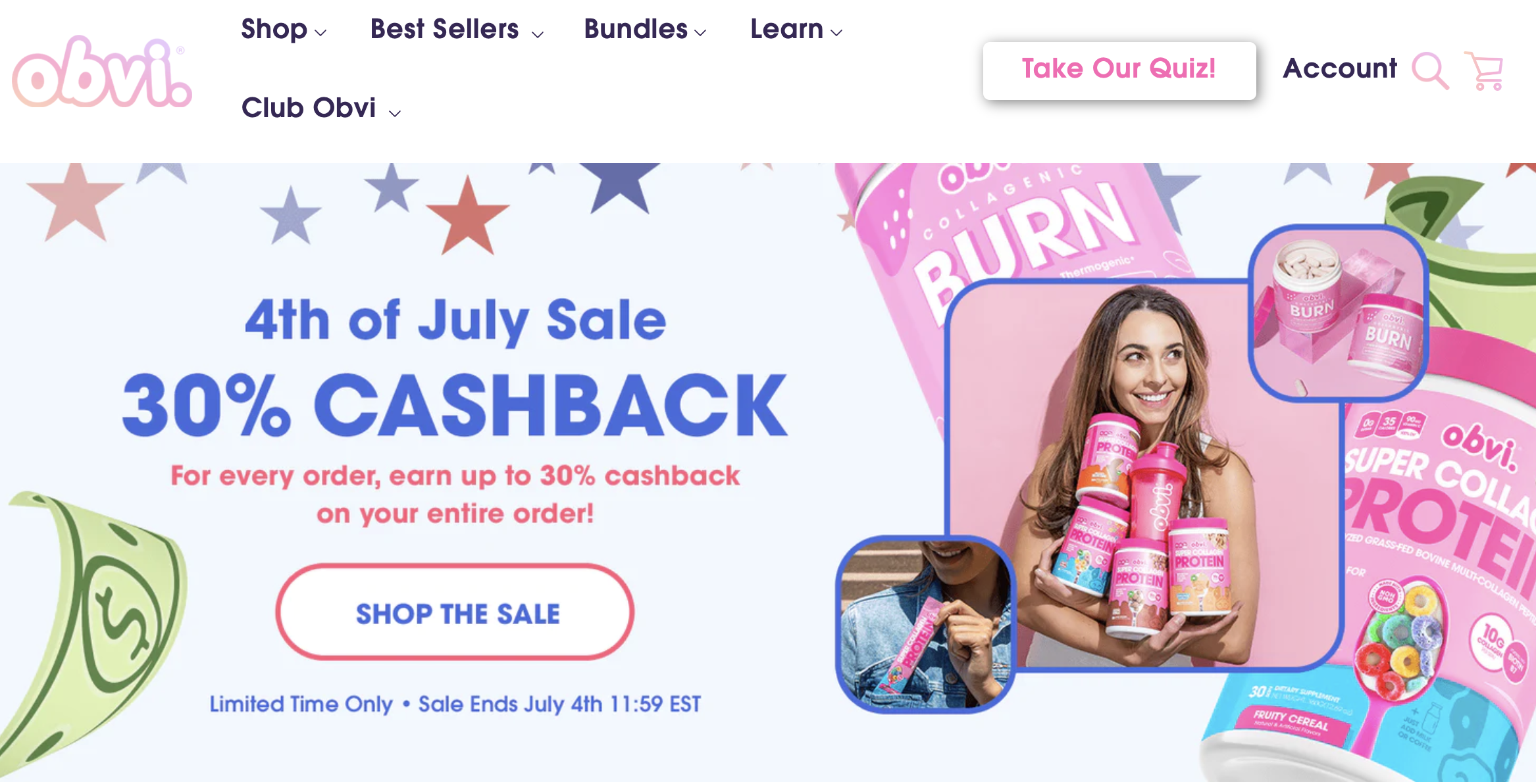 Obvi 4th of July Sale - CashBack
