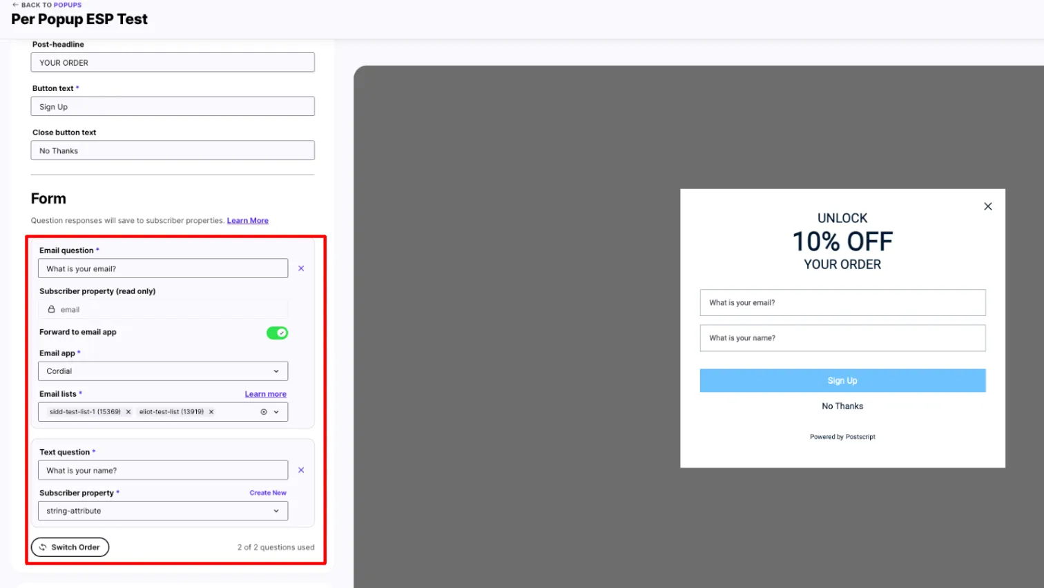 Integration screenshot