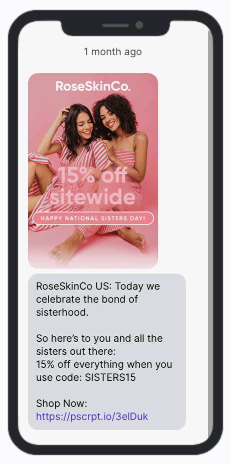 Sisters Day SMS Campaign - Rose Skin Co