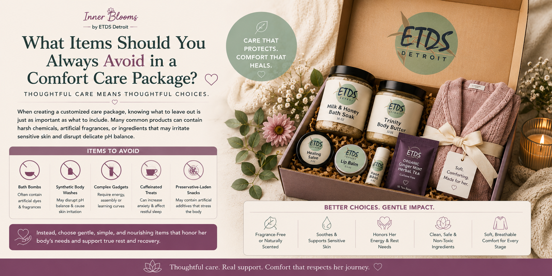 Curated Gift Boxes What to Avoid in a Comfort Care Package