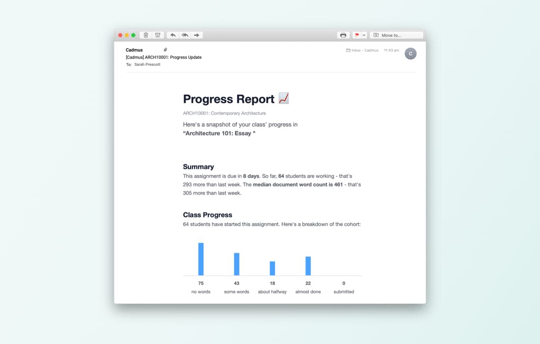 Recieve learning analytics updates throughout the course of an assessment