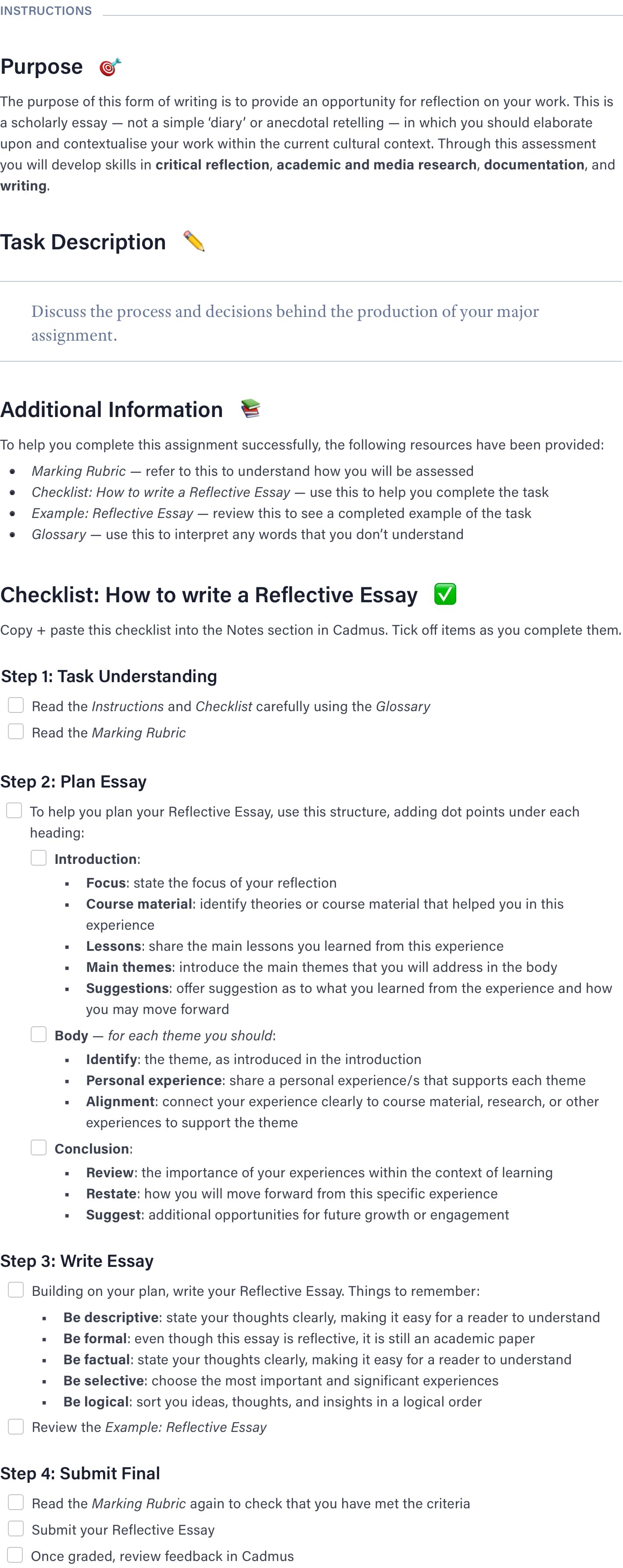 reflective essay topics list