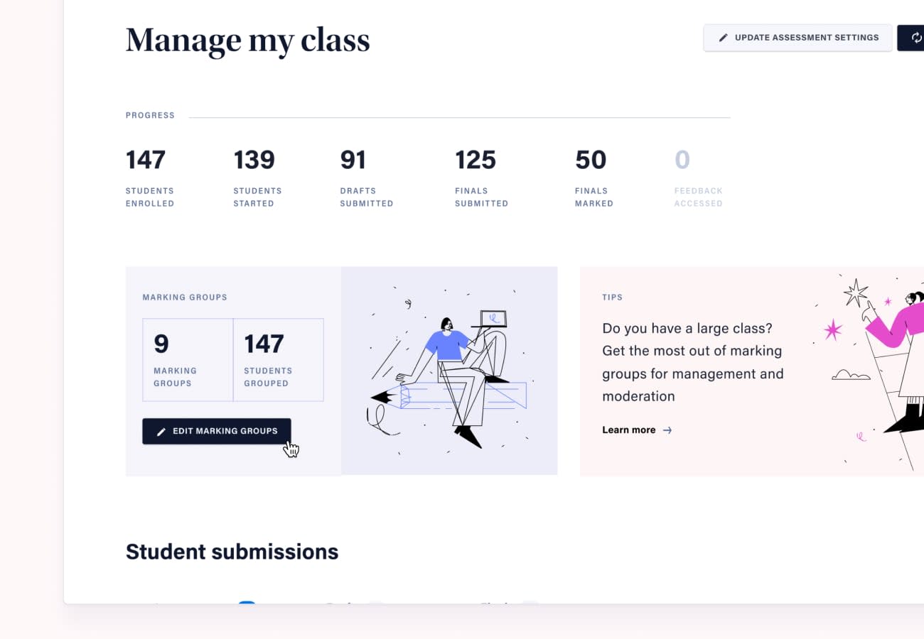 Create and manage your marking groups from the My Class page