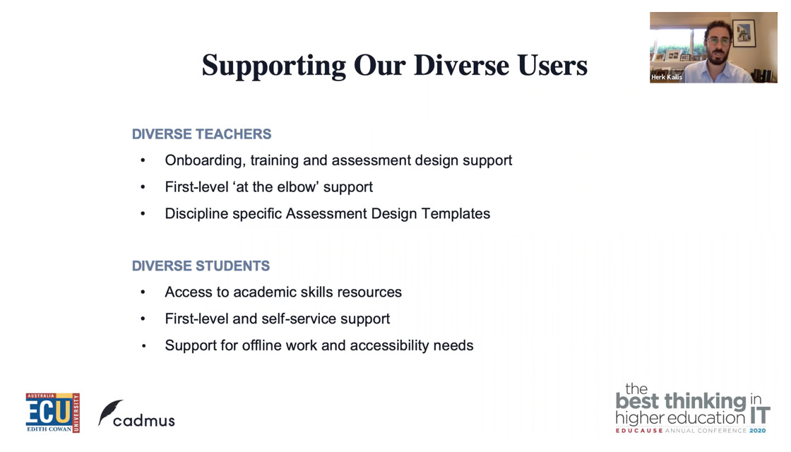 The Cadmus platform has a range of features to support the development of assessment literacy