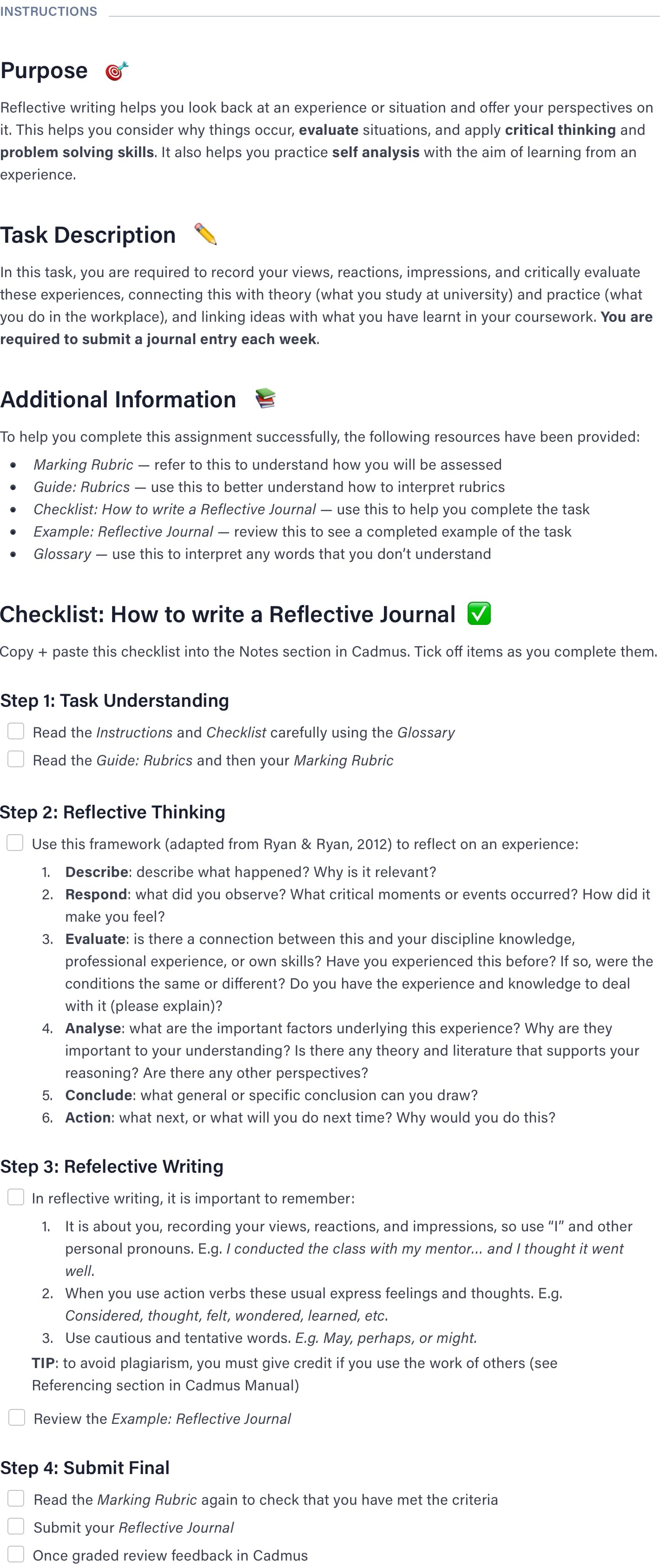 how to write an individual reflective report