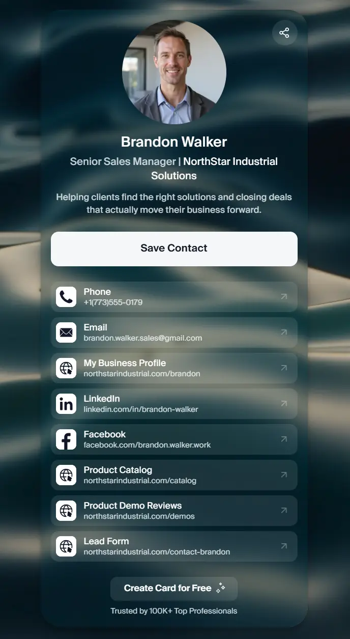 Digital Business Card Examples - Field Sales