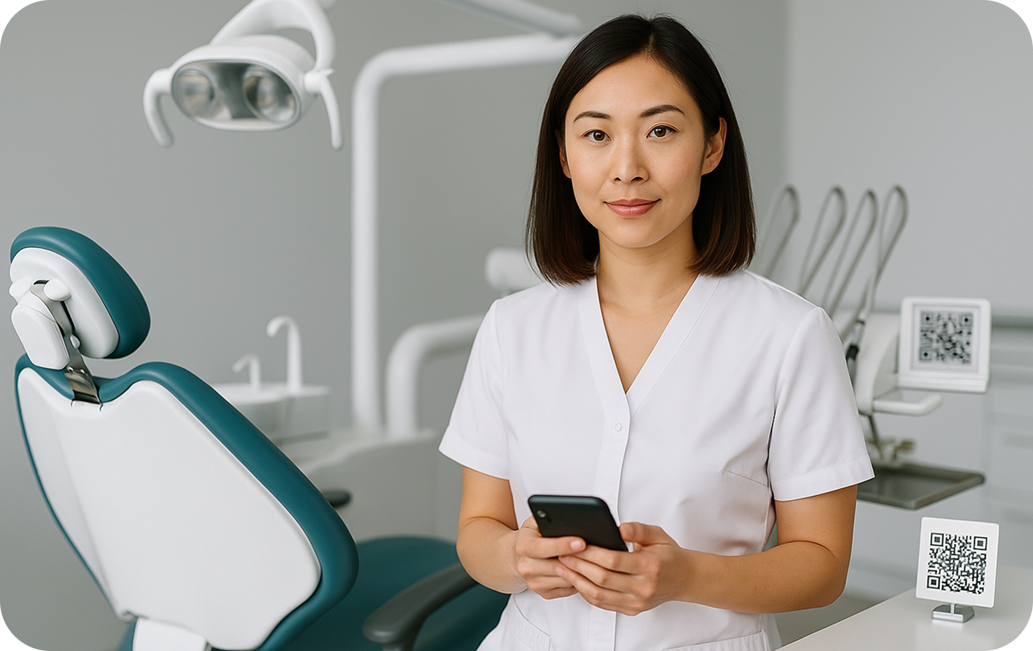 dentist with digital business card