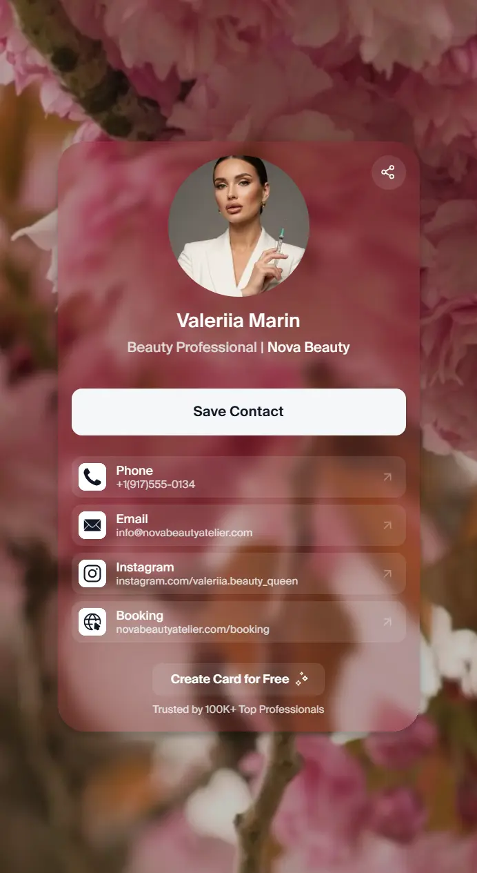 Digital Business Card Examples - Beauty Professional