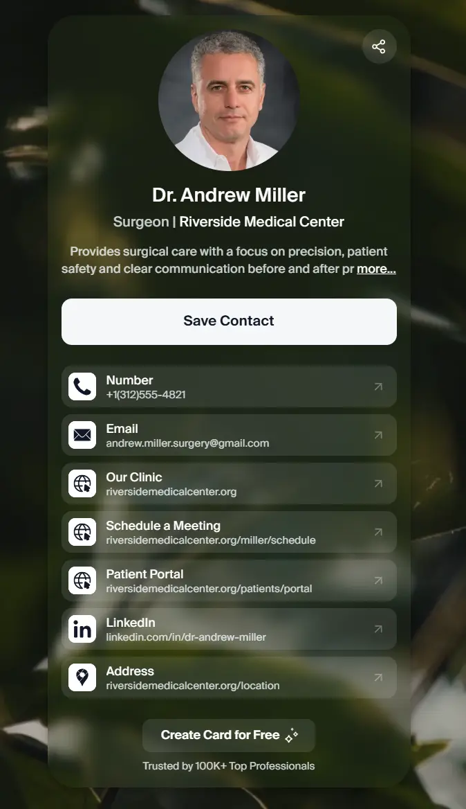 Digital Business Card Examples - Healthcare Professional