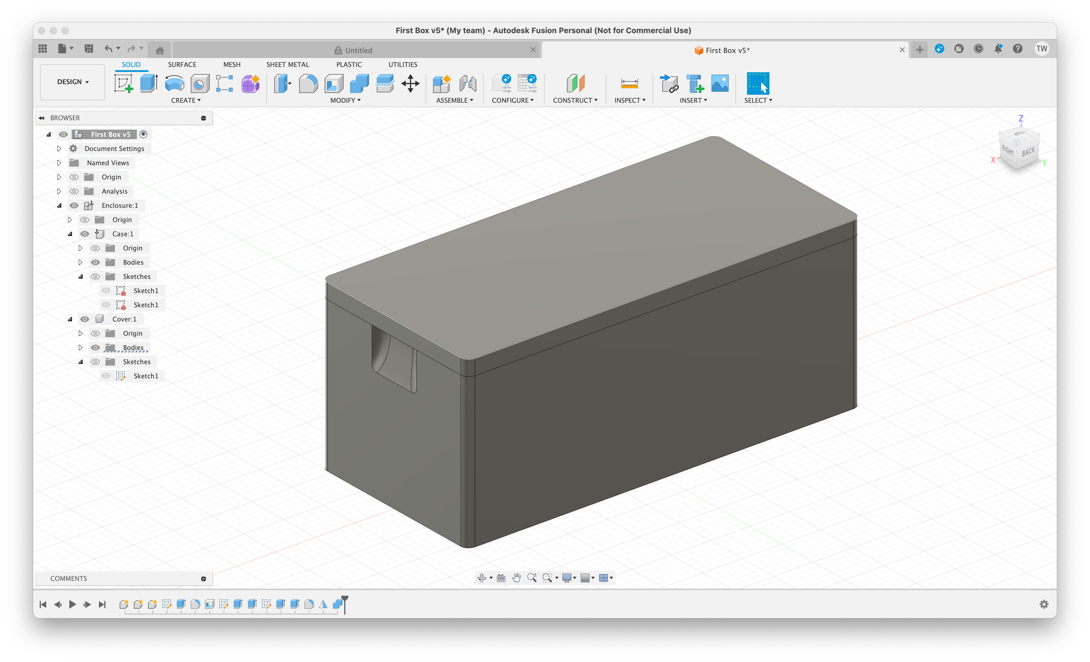 A simple case for the microcontroller, designed in Fusion 360.