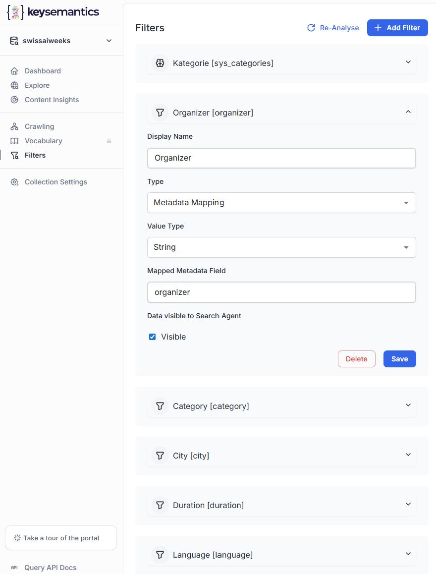Filters Screenshot Swiss {ai} Weeks