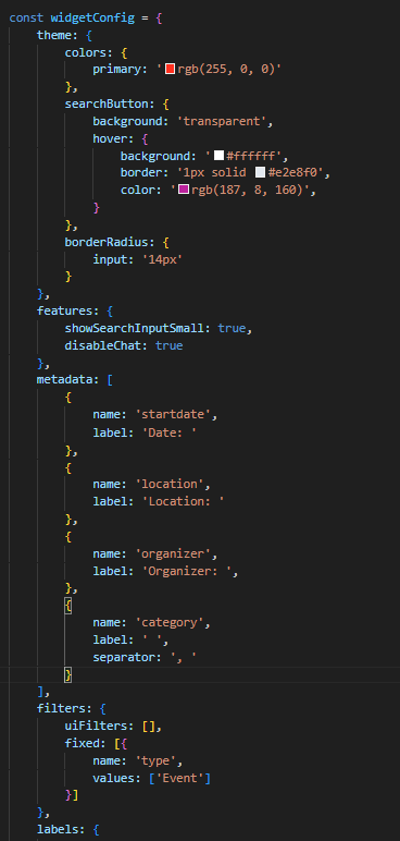 Swissai Widget Config