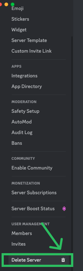 Delete Discord Server Button