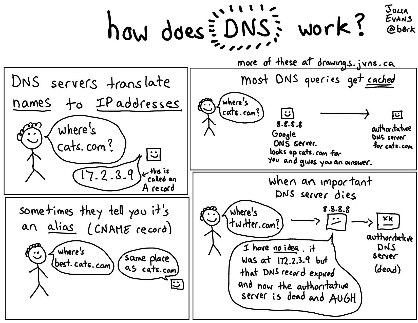 How DNS works explained by Julia Evans