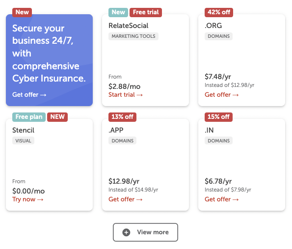 Price examples from Namecheap