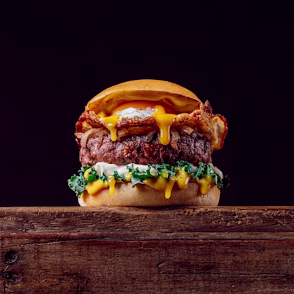 Hamburguesa gourmet de trompetes de la mort