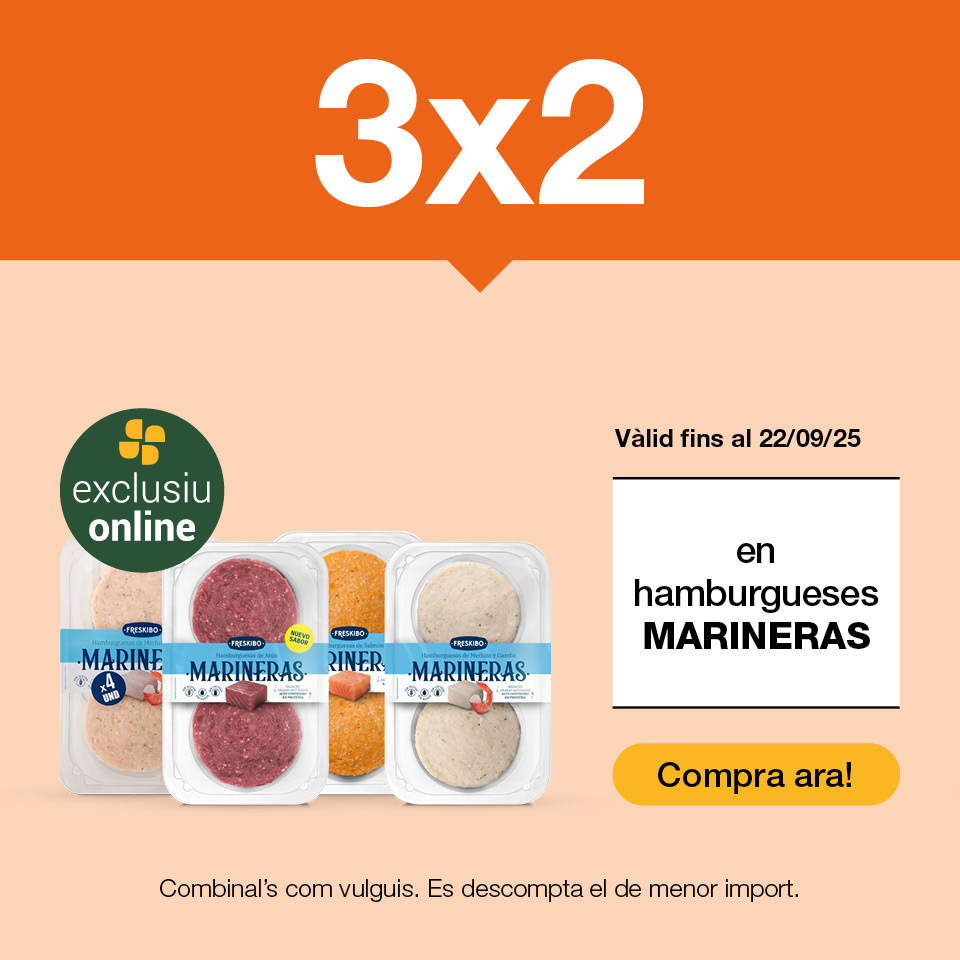 Gaudeix del 3x2 en hamburgueses de peix Marineras. Vàlid fins al 22/09/2025. Compra ara!